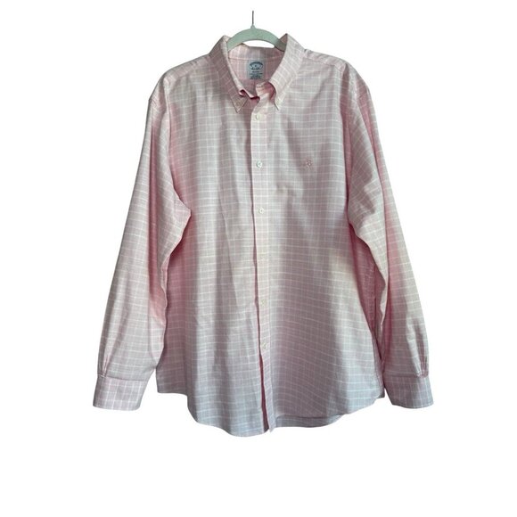 Brooks Brothers Mens Regent Pink Button Long Sleeve Shirt Non Iron Polo Shirt XL - Picture 1 of 16